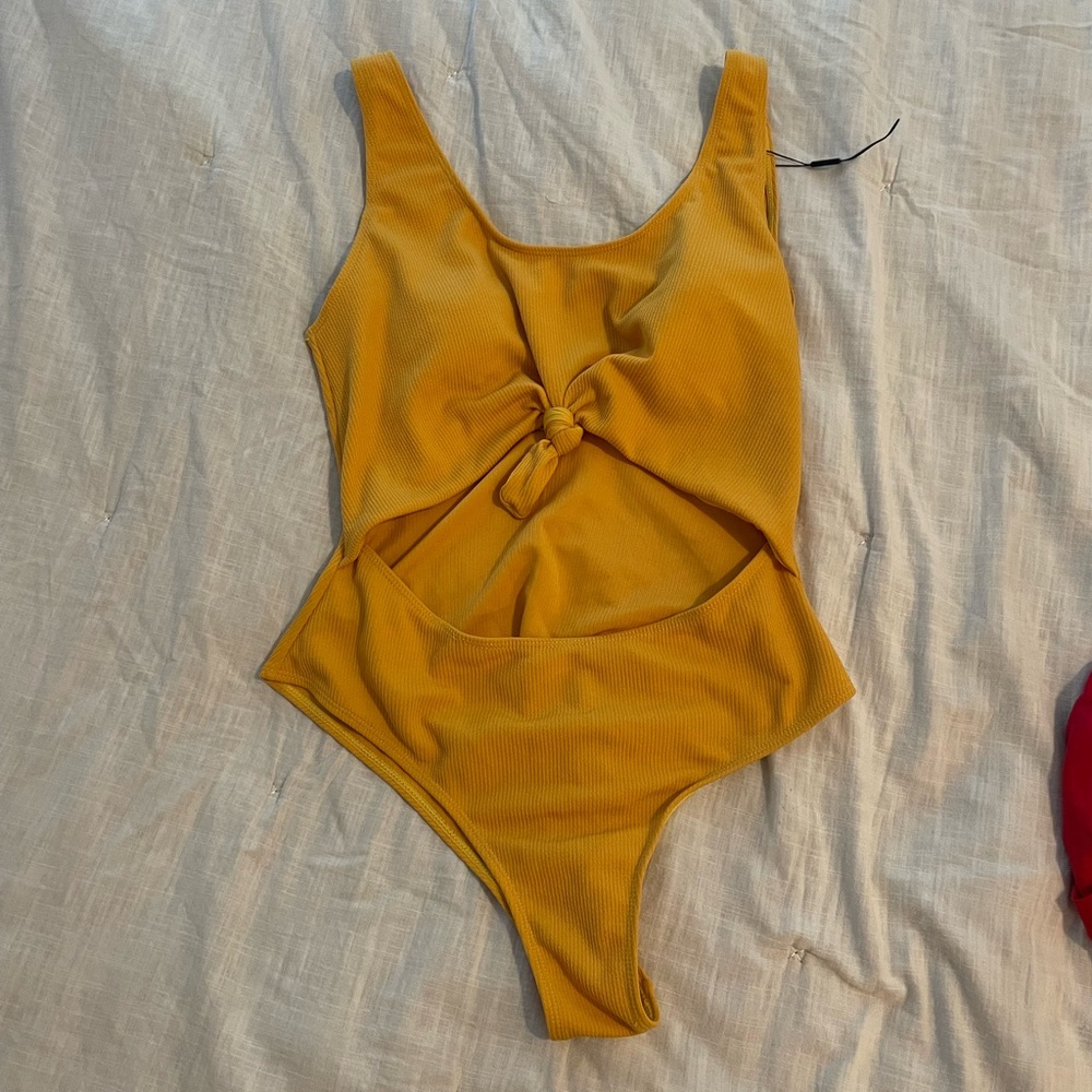 Zaful yellow cutout one piece bathing suit